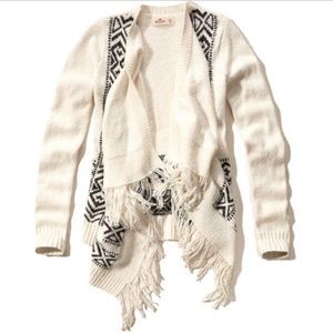 Waterfall Fringe Cardigan Aztec Print By Hollister